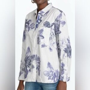 Johnny Was Delaney Floral Shirt Purple White Medium